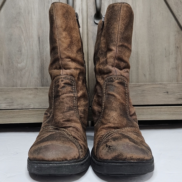 Mudd Tahara Women’s Vintage Y2K Brown Faux Leather Heeles Boots Size 8.5M - Picture 3 of 10